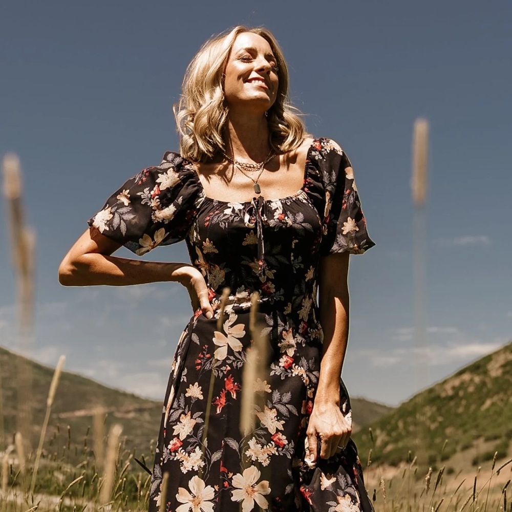 Baltic Born Black Floral Raelynn Maxi Dress